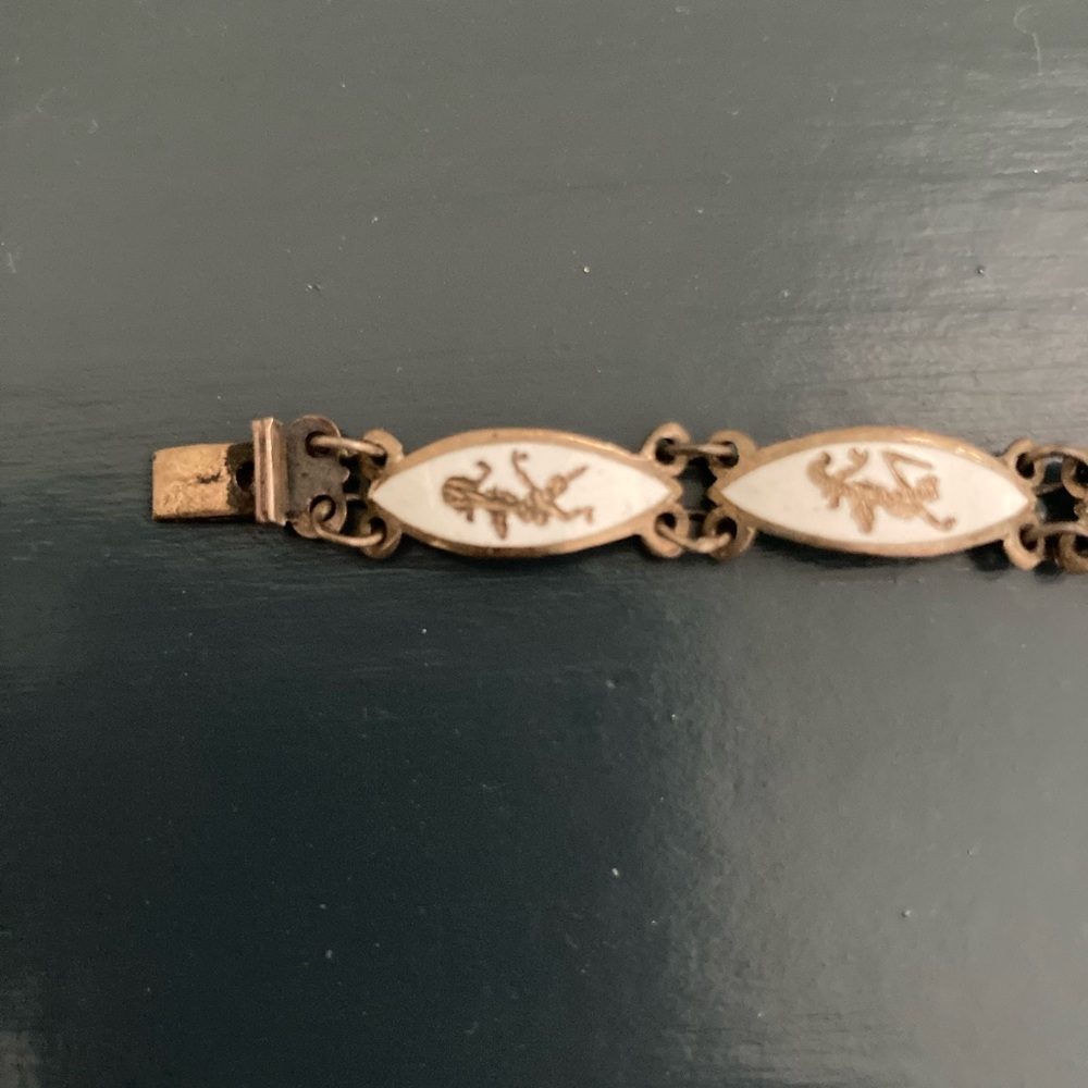 Vintage sterling silver & white niello Thai (Siam) dancer bracelet